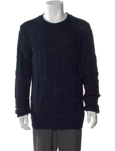 Pre-owned Fendi Crew Neck Long Sleeve Pullover W/ Tags In Blue