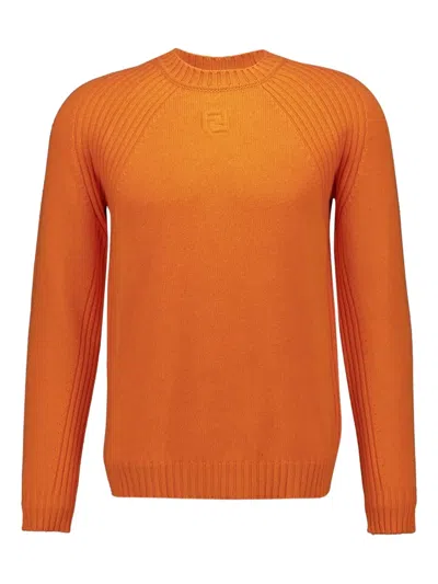 Fendi Crew-neck Long-sleeve Sweater In Orange