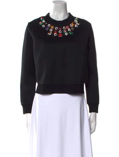 Pre-owned Fendi Crew Neck Long Sleeve Sweatshirt In Black