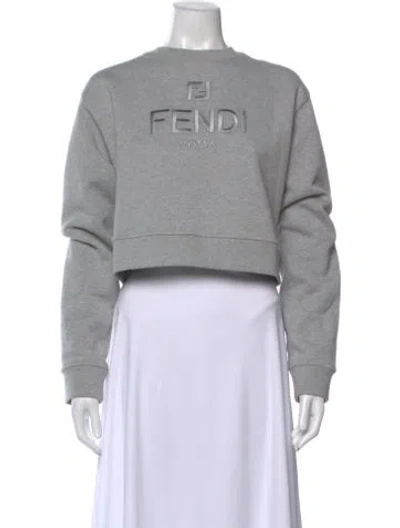 Pre-owned Fendi Crew Neck Long Sleeve Sweatshirt In Gray