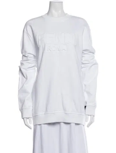 Pre-owned Fendi Crew Neck Long Sleeve Sweatshirt In White