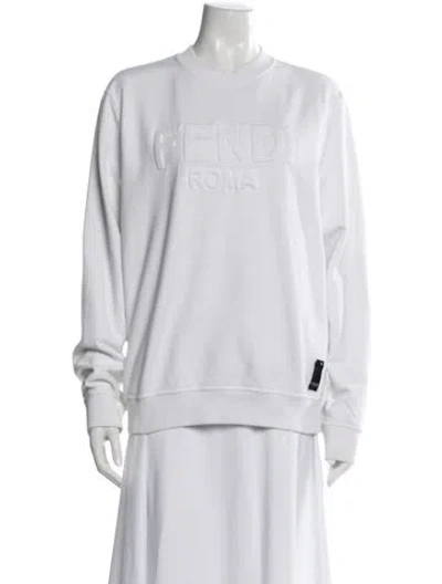 Pre-owned Fendi Crew Neck Long Sleeve Sweatshirt In White