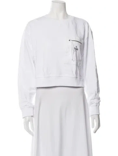 Pre-owned Fendi Crew Neck Long Sleeve Sweatshirt In White