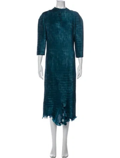 Pre-owned Fendi Crew Neck Midi Length Dress In Blue