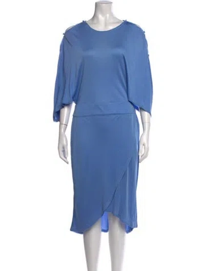Pre-owned Fendi Crew Neck Midi Length Dress In Blue