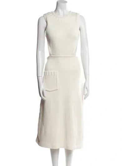 Pre-owned Fendi Crew Neck Midi Length Dress In Neutral