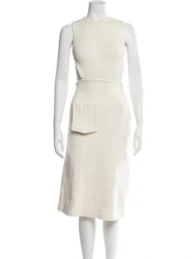 Pre-owned Fendi Crew Neck Midi Length Dress In Neutral