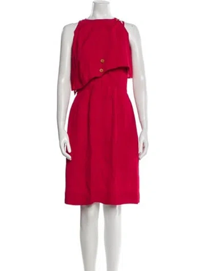 Pre-owned Fendi Crew Neck Midi Length Dress In Red