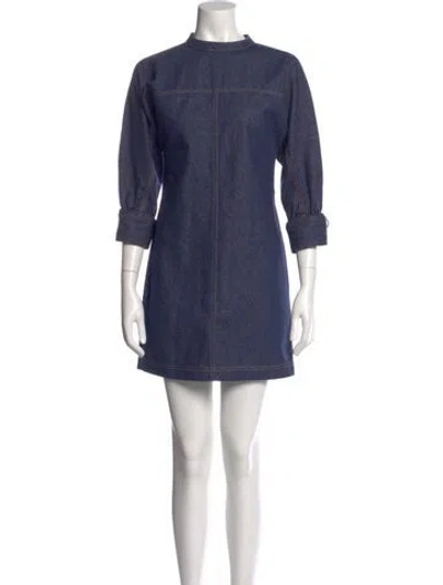 Pre-owned Fendi Crew Neck Mini Dress In Blue