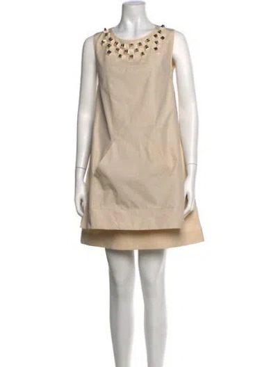 Pre-owned Fendi Crew Neck Mini Dress In Neutrals