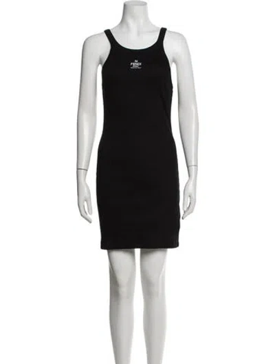 Pre-owned Fendi Crew Neck Mini Dress W/ Tags In Black
