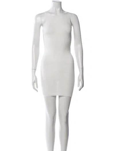 Pre-owned Fendi Crew Neck Mini Dress In White
