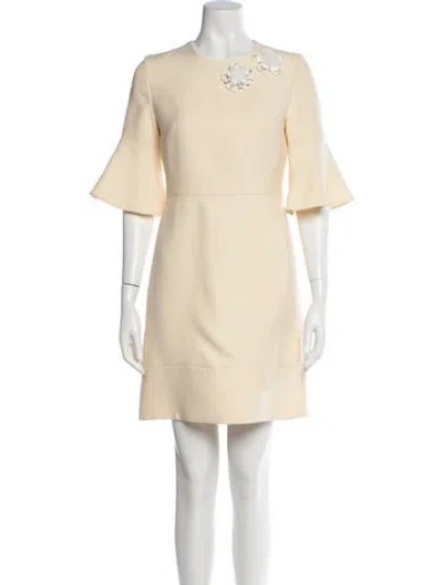 Pre-owned Fendi Crew Neck Mini Dress In Yellow