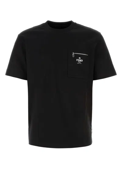 Fendi Crew Neck Pocket T-shirt In Black