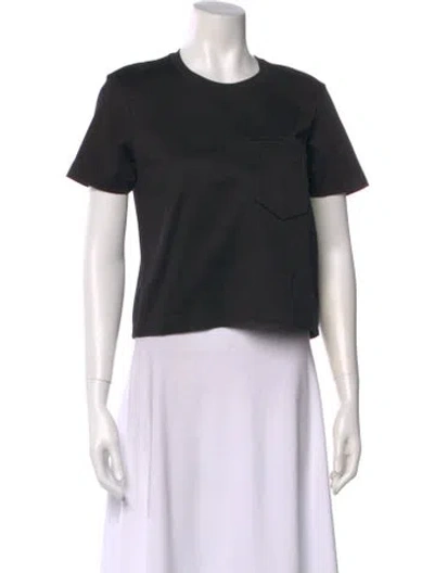 Pre-owned Fendi Crew Neck Short Sleeve Crop Top In Black