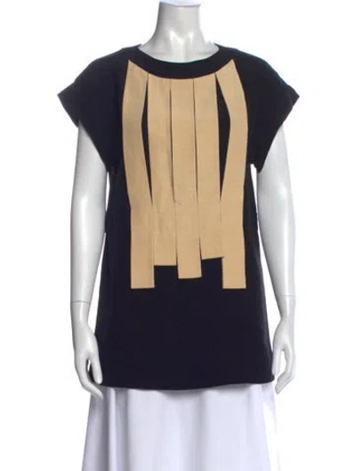 Pre-owned Fendi Crew Neck Short Sleeve Top In Black