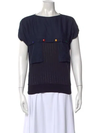 Pre-owned Fendi Crew Neck Short Sleeve Top In Blue