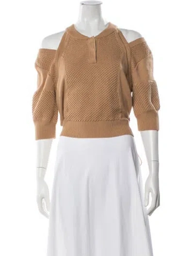 Pre-owned Fendi Crew Neck Short Sleeve Top In Neutral