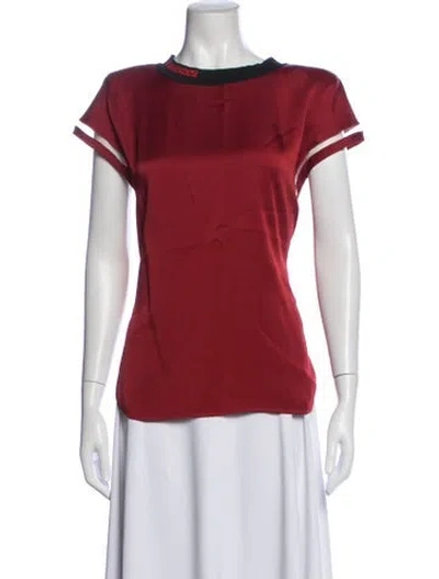 Pre-owned Fendi Crew Neck Short Sleeve Top In Red