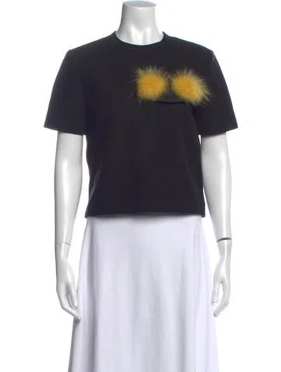 Pre-owned Fendi Crew Neck Short Sleeve T-shirt In Black