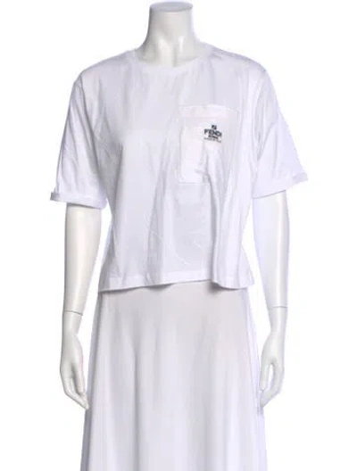 Pre-owned Fendi Crew Neck Short Sleeve T-shirt In White
