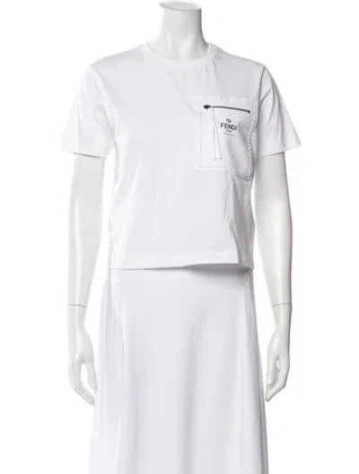 Pre-owned Fendi Crew Neck Short Sleeve T-shirt In White