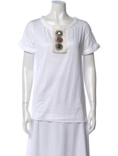 Pre-owned Fendi Crew Neck Short Sleeve T-shirt In White