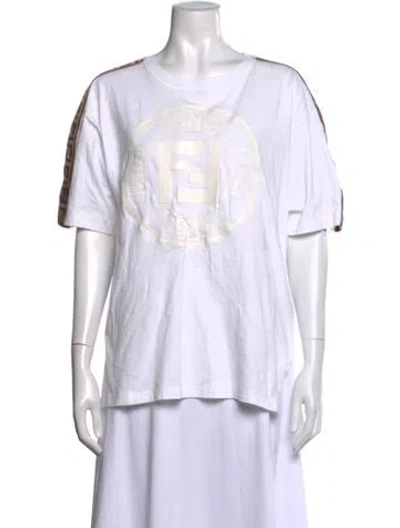 Pre-owned Fendi Crew Neck Short Sleeve T-shirt In White