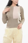 Fendi Crew Neck Silk Sweater With Color Block Motif