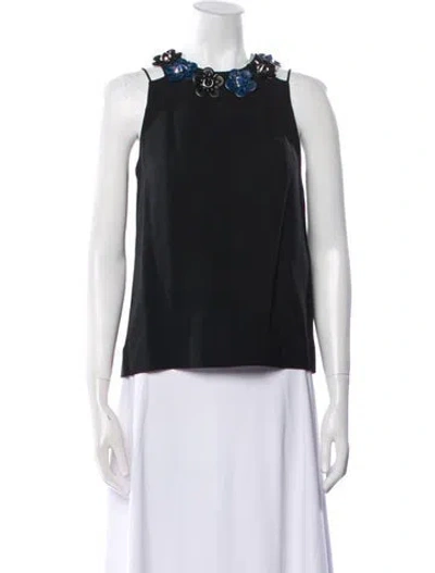 Pre-owned Fendi Crew Neck Sleeveless Blouse In Black