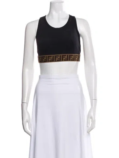 Pre-owned Fendi Crew Neck Sleeveless Sports Bra In White