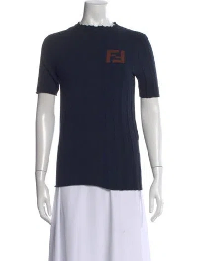 Pre-owned Fendi Crew Neck Sweater In Blue