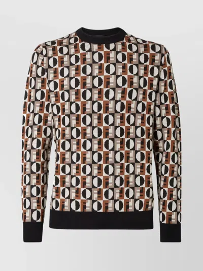 FENDI CREW NECK SWEATER GEOMETRIC DESIGN