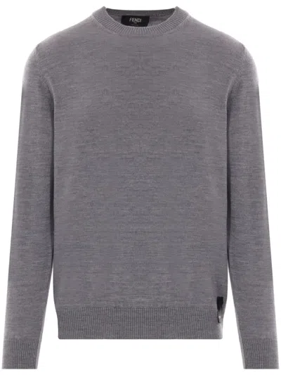 Fendi Crew-neck Sweater In Gray