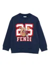 Fendi Blue Sweatshirt For Kids With Squirrel In Blue