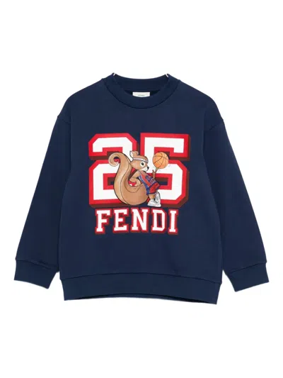 Fendi Kids' Crew-neck Sweatshirt In Blue