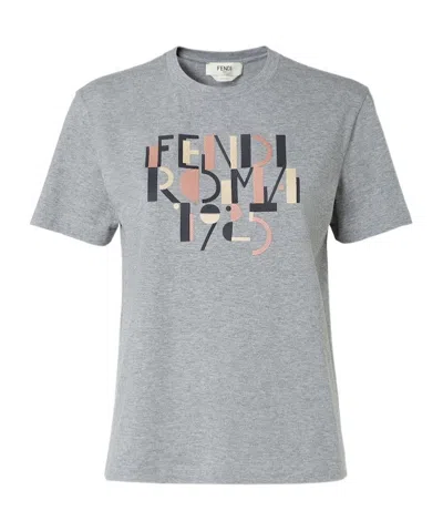 Fendi Crew Neck T-shirt In Gray