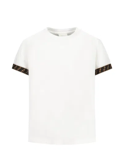Fendi Kids' Crew-neck T-shirt In White