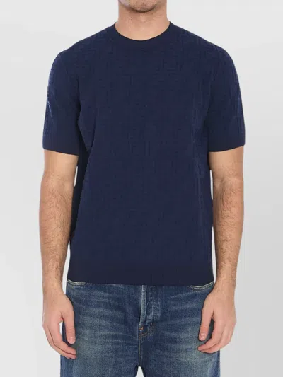 Fendi Ff Pattern Crew-neck Sweater In Blue
