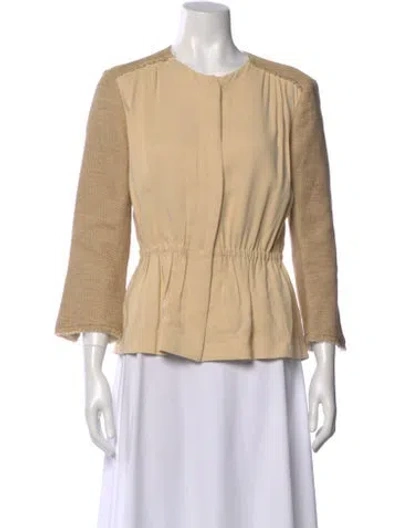 Pre-owned Fendi Crew Neck Three-quarter Sleeve Blouse