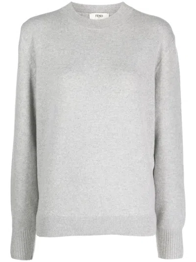 Fendi Crew-neck Wool-blend Jumper In Grey