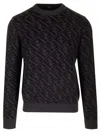 Fendi Ff Monogram-pattern Jumper In Grey