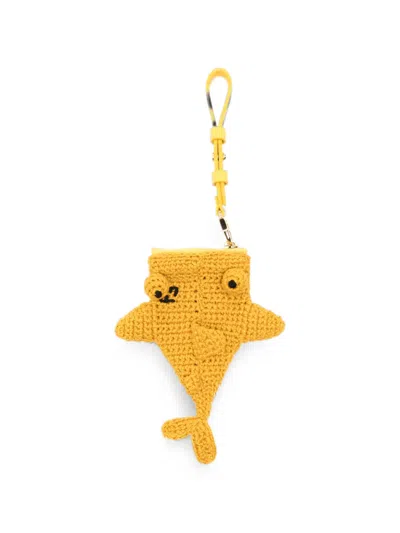 Fendi Crochet Shark Bag Charm In Yellow