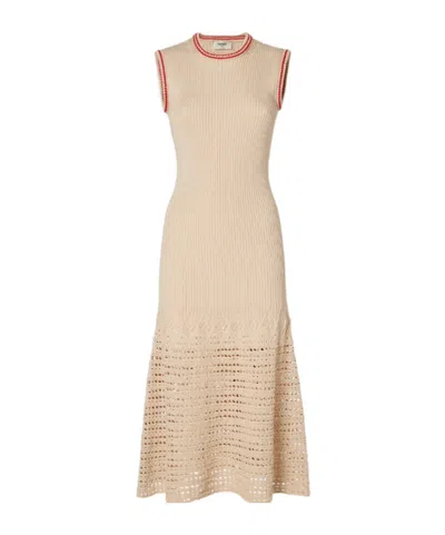 Fendi Crocheted Dress In Neutral