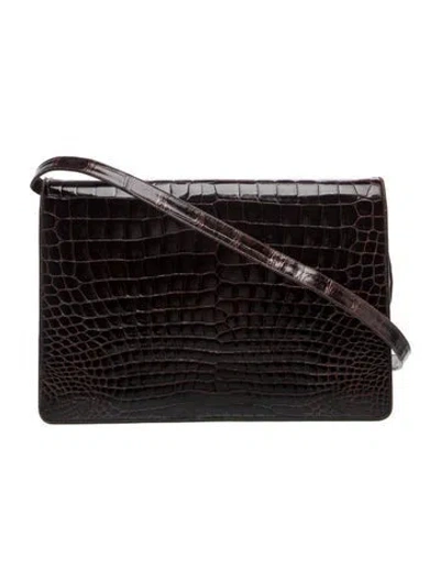 Pre-owned Fendi Crocodile Crocodile Clutch Vintage In Black/brown