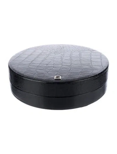 Pre-owned Fendi Crocodile Leather Box In Black