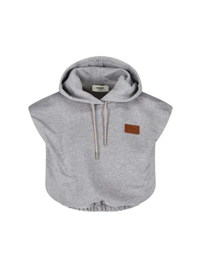 Fendi Crop Sweatshirt In Gray