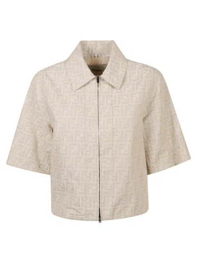 FENDI FENDI CROPPED BEIGE JACKET