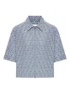 Fendi Cropped Blue Jacket With Structured Collar In Blue