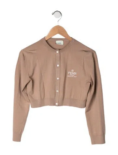 Pre-owned Fendi Kids' Cropped Cardigan In Neutrals